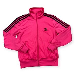 Adidas Track Jacket Women's Large Pink Originals Firebird Logo Trefoil Loose Fit